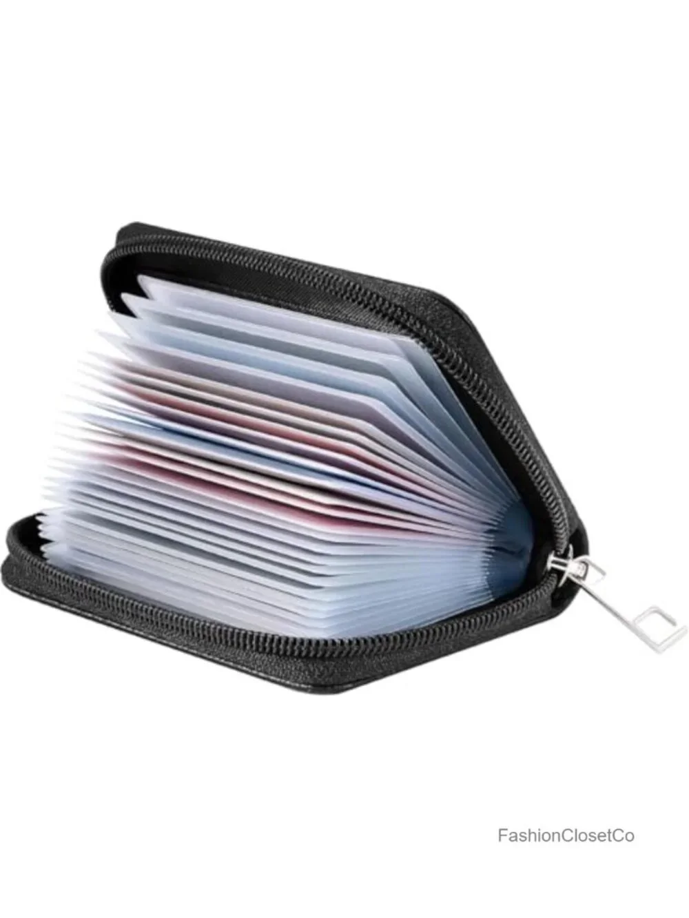 Leather RFID Blocking Credit Card Holder Wallet with 26 Card Slots and Zipper